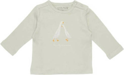 Little Dutch baby longsleeve Little Goose Lovely Memories met printopdruk olijfgroen