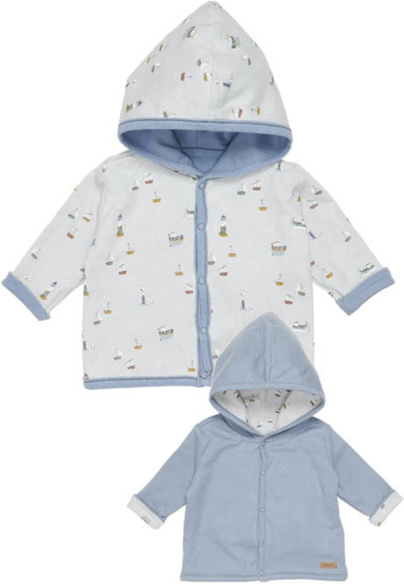 Little Dutch baby reversible reversible jas Sailors Bay met all over print blauw/wit