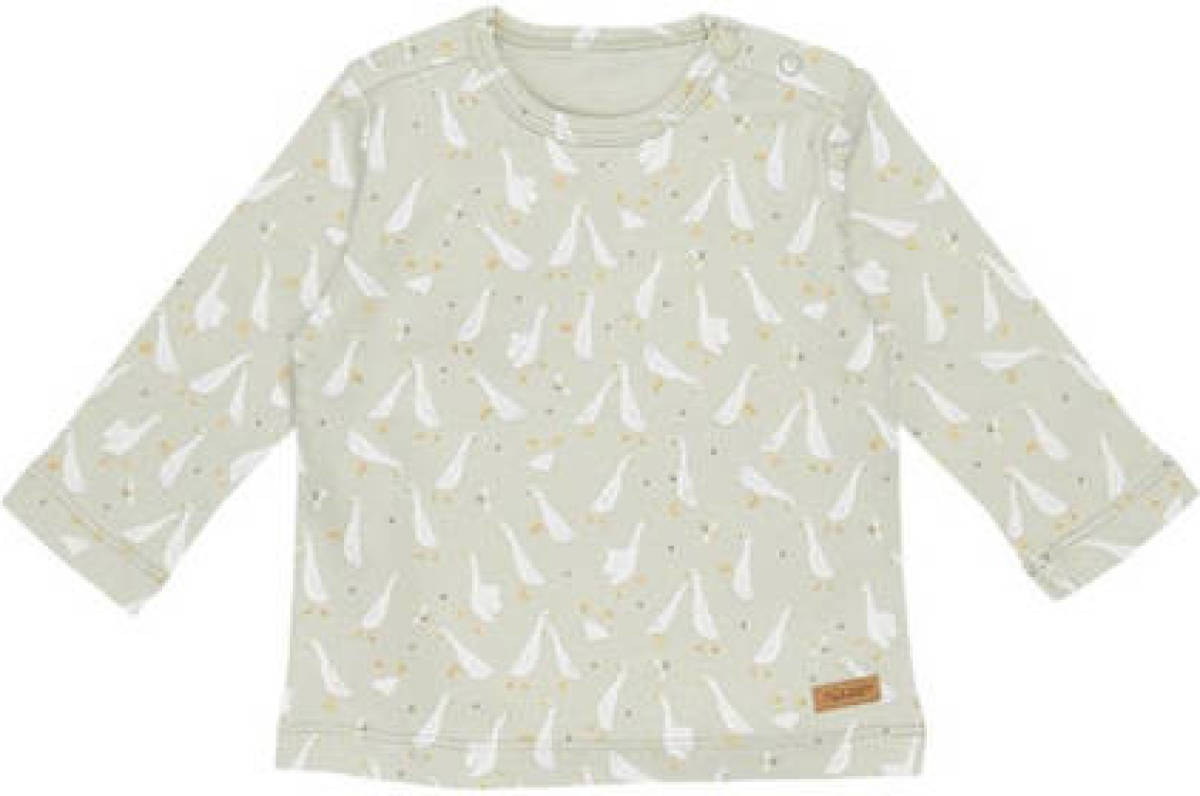 Little Dutch baby longsleeve Little Goose met all over print olijfgroen