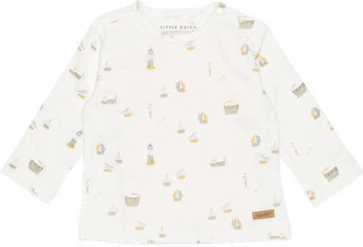 Little Dutch baby longsleeve Sailors Bay met all over print wit
