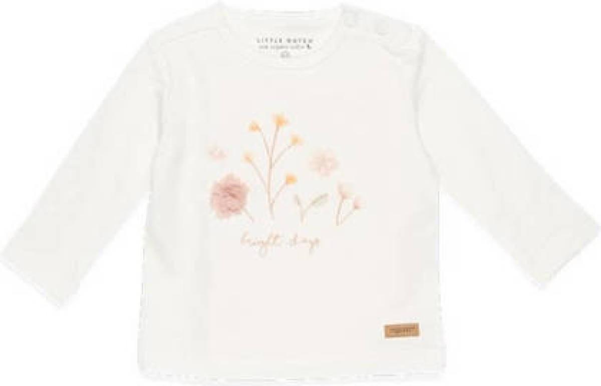 Little Dutch baby longsleeve Flowers met printopdruk wit