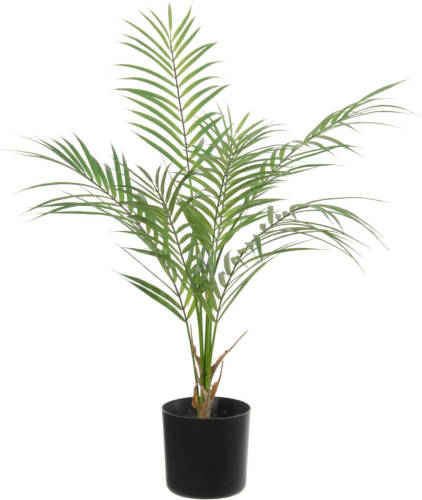 Shoppartners Groene Areca Palm/goudpalm Dypsis Lutescens Kunstplant In Zwarte Kunststof Pot 60 Cm - Kunstplanten