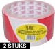 Shoppartners 2x 50 Meter Markeerlint / Afzetlint Wit Met Rood - Markeerlinten