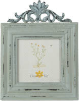Clayre & Eef Fotolijst 16*2*21 Cm / 10*10 Cm Blauw Mdf, Glas Rechthoek Fotokader Wissellijst Foto Frame Blauw Fotokader