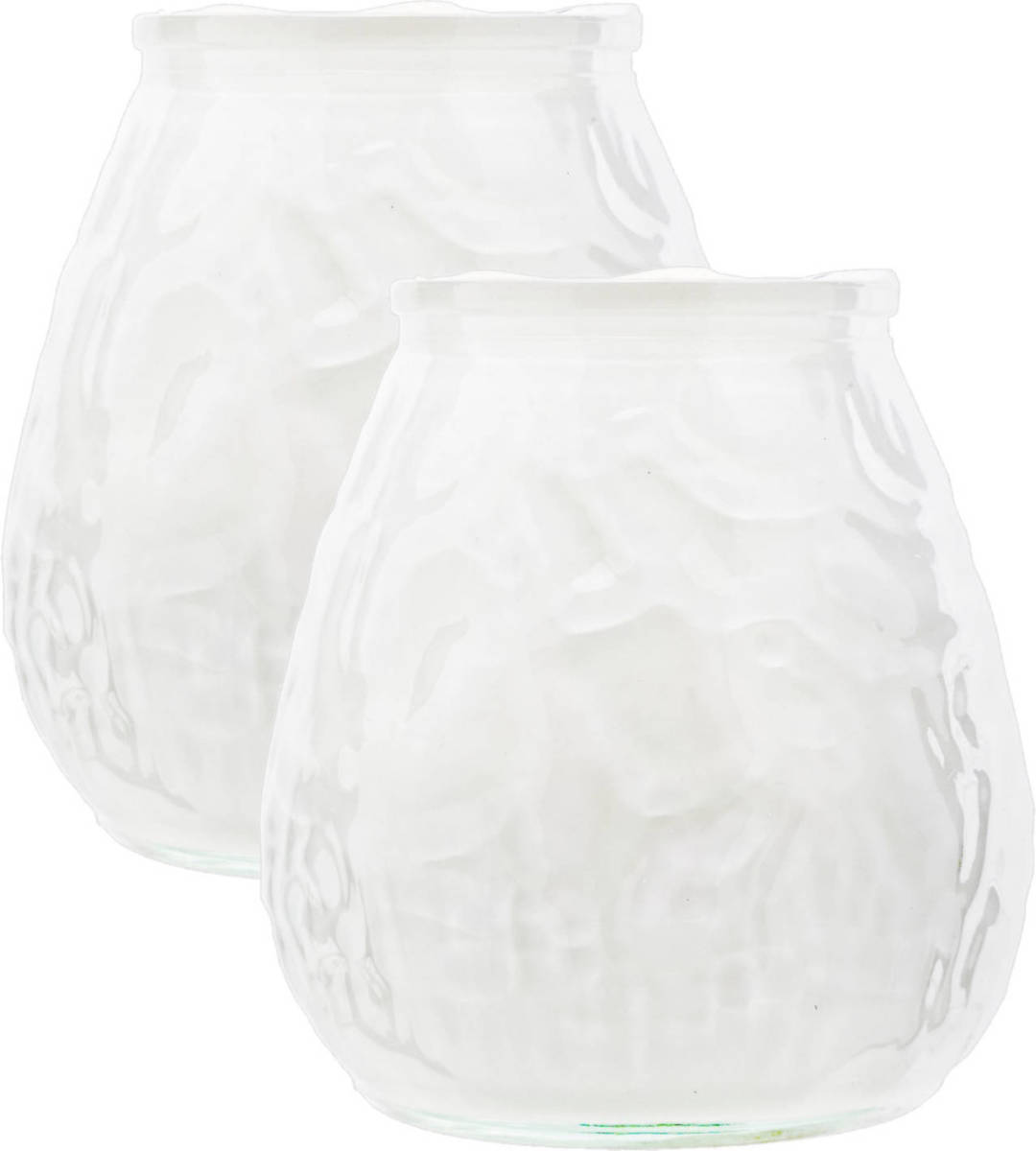 Cosy and Trendy Set Van 2x Stuks Witte Lowboy Buiten Tafel Sfeer Kaarsen 10 Cm 40 Branduren In Glas - Waxinelichtjes