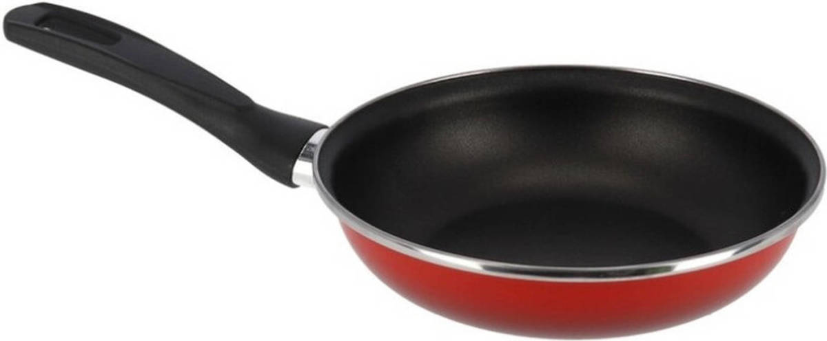 Magefesa Aluminium Koekenpan/hapjespan Merida Rood Met Anti-aanbak Laag 22 Cm - Koekenpannen