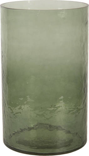 Clayre & Eef Windlicht Ø 15*25 Cm Groen Glas Kaarsenhouder