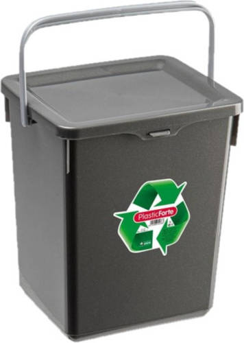 Forte Plastics Opslagbox/emmer Kunststof Met Deksel Antraciet 5 Liter 20 X 17 X 23 Cm - Opbergbox