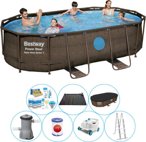 Bestway Power Steel Swim Vista Ovaal 427x250x100 Cm - Zwembad Met Accessoires