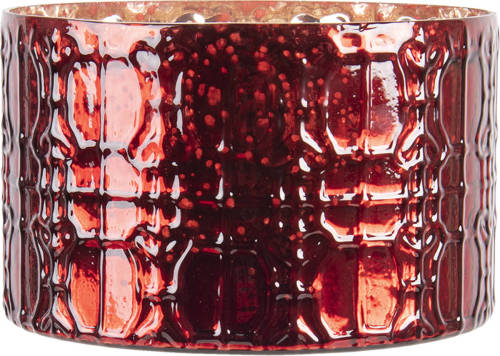 Clayre & Eef Glazen Theelichthouder Ø 20*13 Cm Rood Glas