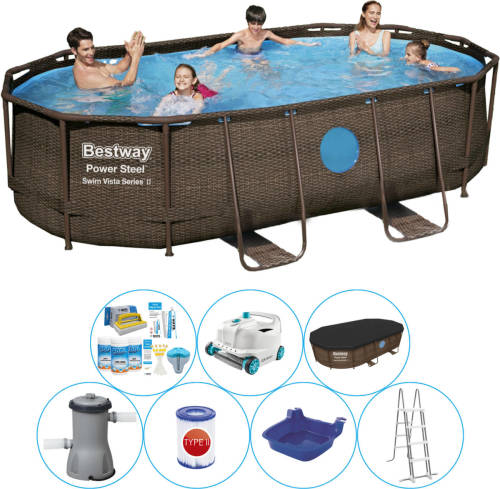 Bestway Power Steel Swim Vista Ovaal 427x250x100 Cm - Zwembad Super Deal