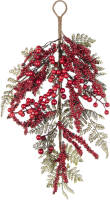 Clayre & Eef Decoratie Tak 56 Cm Groen, Rood Hout/ Kunststof