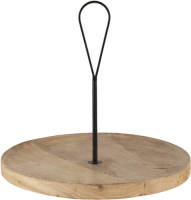 Clayre & Eef Decoratief Dienblad Ø 40*37 Cm Bruin Hout / Ijzer