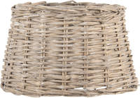 Clayre & Eef Lampenkap Ø 25*16 Cm / E27 Bruin Rotan Ovaal Stoffen Lampenkap Bruin Stoffen Lampenkap