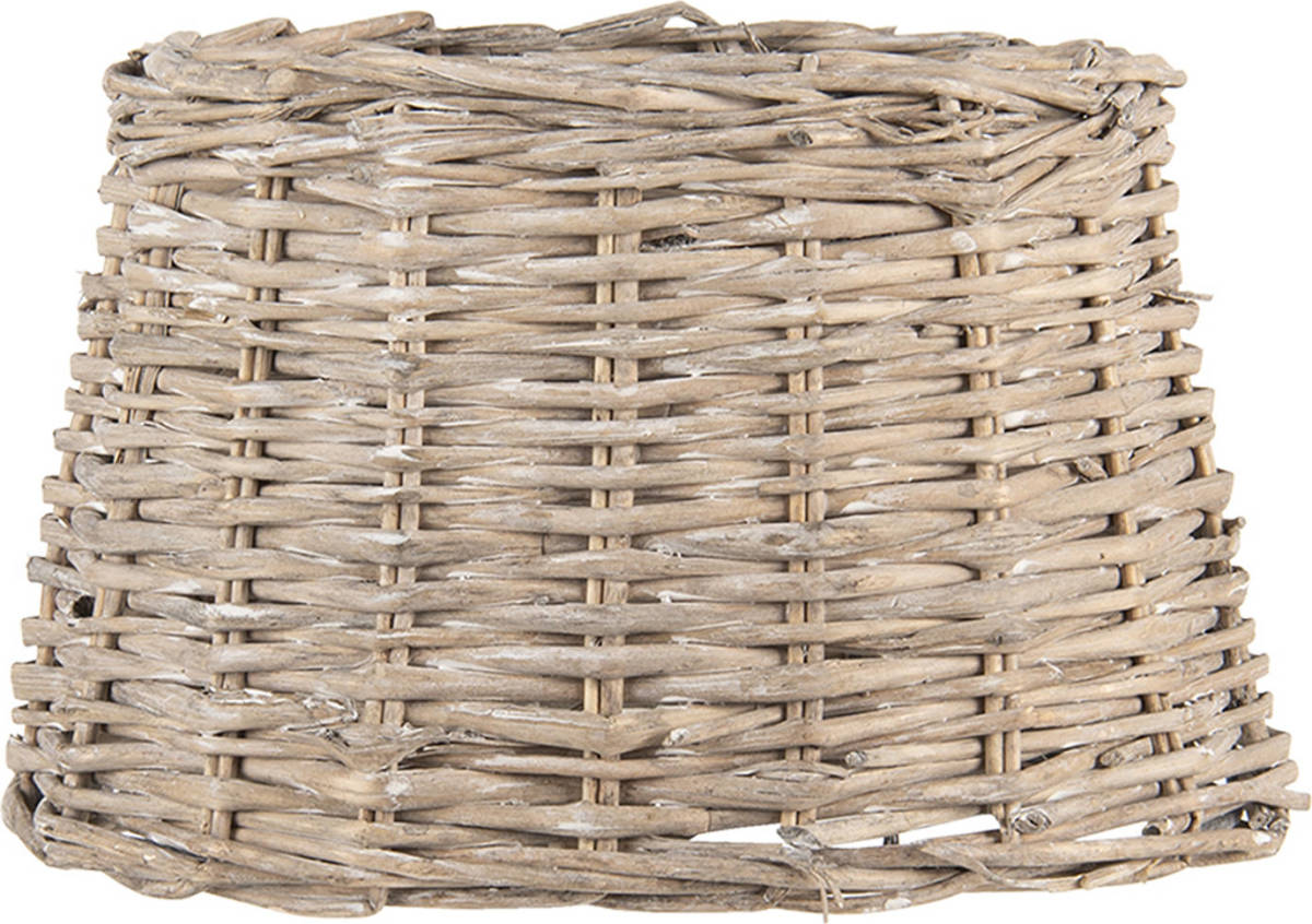 Clayre & Eef Lampenkap Ø 25*16 Cm / E27 Bruin Rotan Ovaal Stoffen Lampenkap Bruin Stoffen Lampenkap