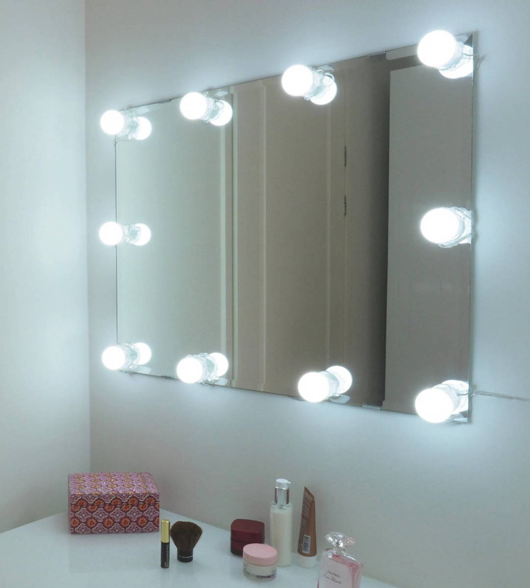 Gadgy Hollywood Spiegel Met Verlichting - Spiegel Met Licht - 10 Led Lampen - Dimbaar (Spiegel Niet Inbegrepen)