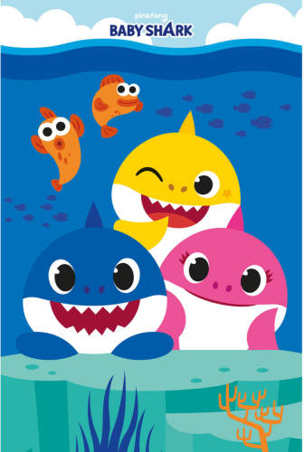 SimbaShop Baby Shark Fleecedeken Family - 100 X 150 Cm - Polyester