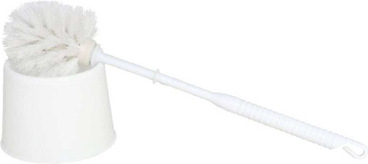 Shoppartners Voordelige Wc/toiletborstel En Houder Wit 33 Cm Van Kunststof - Toiletborstels