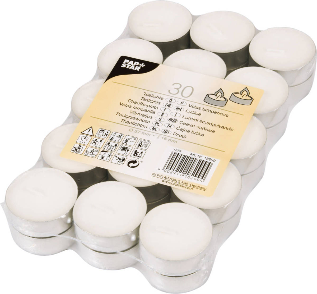 Shoppartners 30x Stuks Waxinelichtjes/theelichten 4 Branduren - Waxinelichtjes