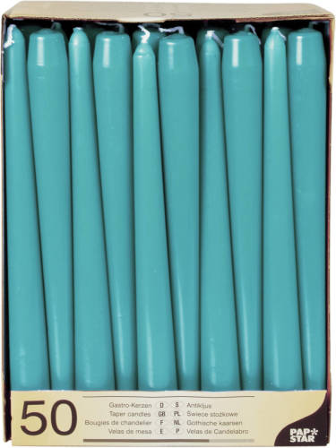 Shoppartners 50x Stuks Dinerkaarsen Turquoise Blauw 25 Cm - Dinerkaarsen