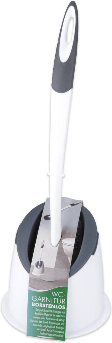Shoppartners Hygienische Wc-borstel/toiletborstel Inclusief Houder Grijs/wit 41 Cm Van Rubber - Toiletborstels