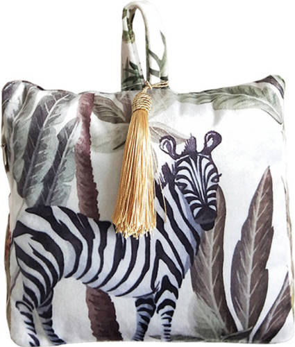 Shoppartners Fluwelen Deurstopper 18 Cm Zebra Dieren Print - Deurstoppers