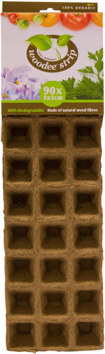 Shoppartners Houtvezel Kweekpotjes/stekpotjes 1x Tray Met 90 Vakjes 5 X 5 Cm - Stekpotjes