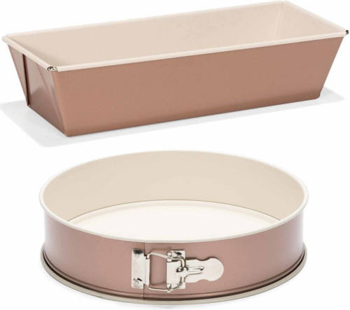 Shoppartners Set Van 2x Rose Gouden Bakvormen Voor Cake En Taart 25 En 22 Cm - Cakevormen