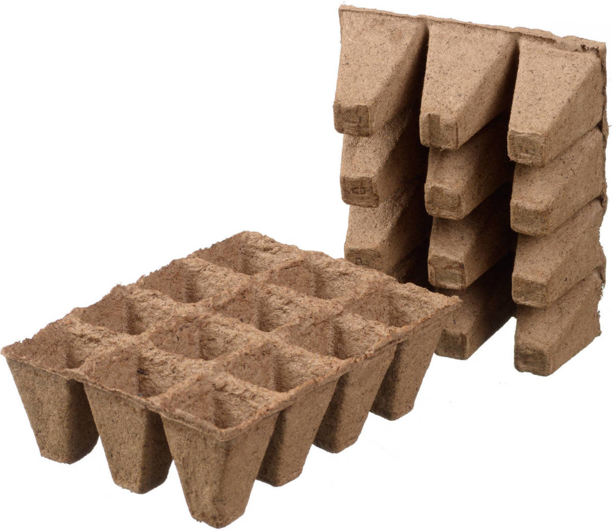 Shoppartners 6x Stuks Houtvezel Kweekpotjes/stekpotjes Trays Met 12 Vakjes 5 X 4 Cm - Stekpotjes