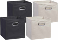 Shoppartners Set Van 4x Stuks Opbergmanden/kastmanden 28 X 28 Cm Zwart En Beige - Opbergmanden