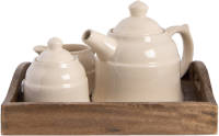 Clayre & Eef Decoratief Dienblad Met Servies 27*22*16 Cm Bruin Hout