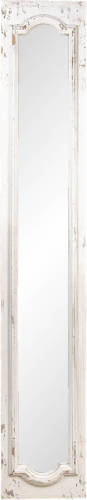 Clayre & Eef Wandspiegel 30*4*176 Cm Wit Hout/ Glas Grote Spiegel Muur