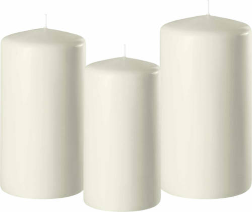 Shoppartners 3x Stuks Ivoor Witte Stompkaarsen 10-12-15 Cm - Stompkaarsen