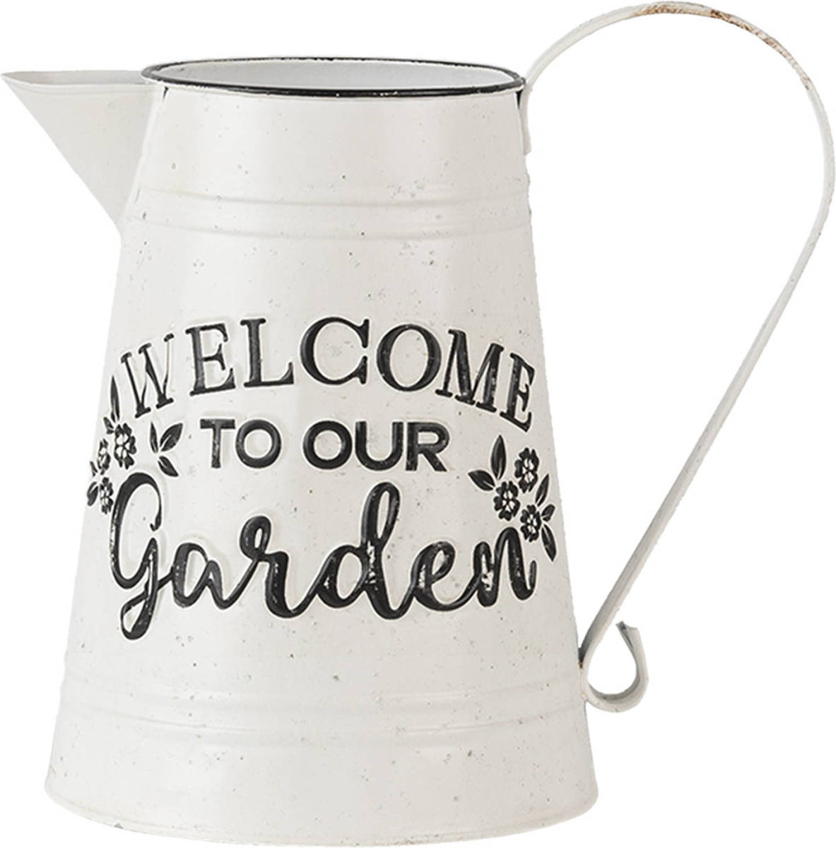 Clayre & Eef Decoratieve Schenkkan 17*17*23 Cm Wit Metaal Waterkan