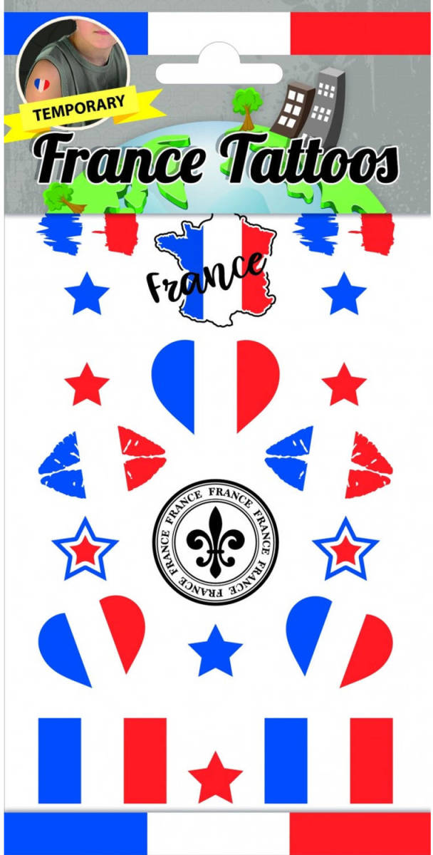 Yourstockshop Funny Products Neptattoos Frankrijk Papier Rood/wit 12 Stuks