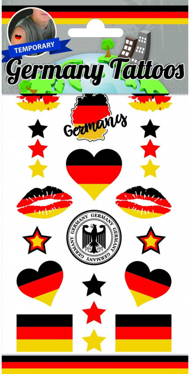 Yourstockshop Funny Products Neptattoos Duitsland Papier Zwart/rood 12 Stuks