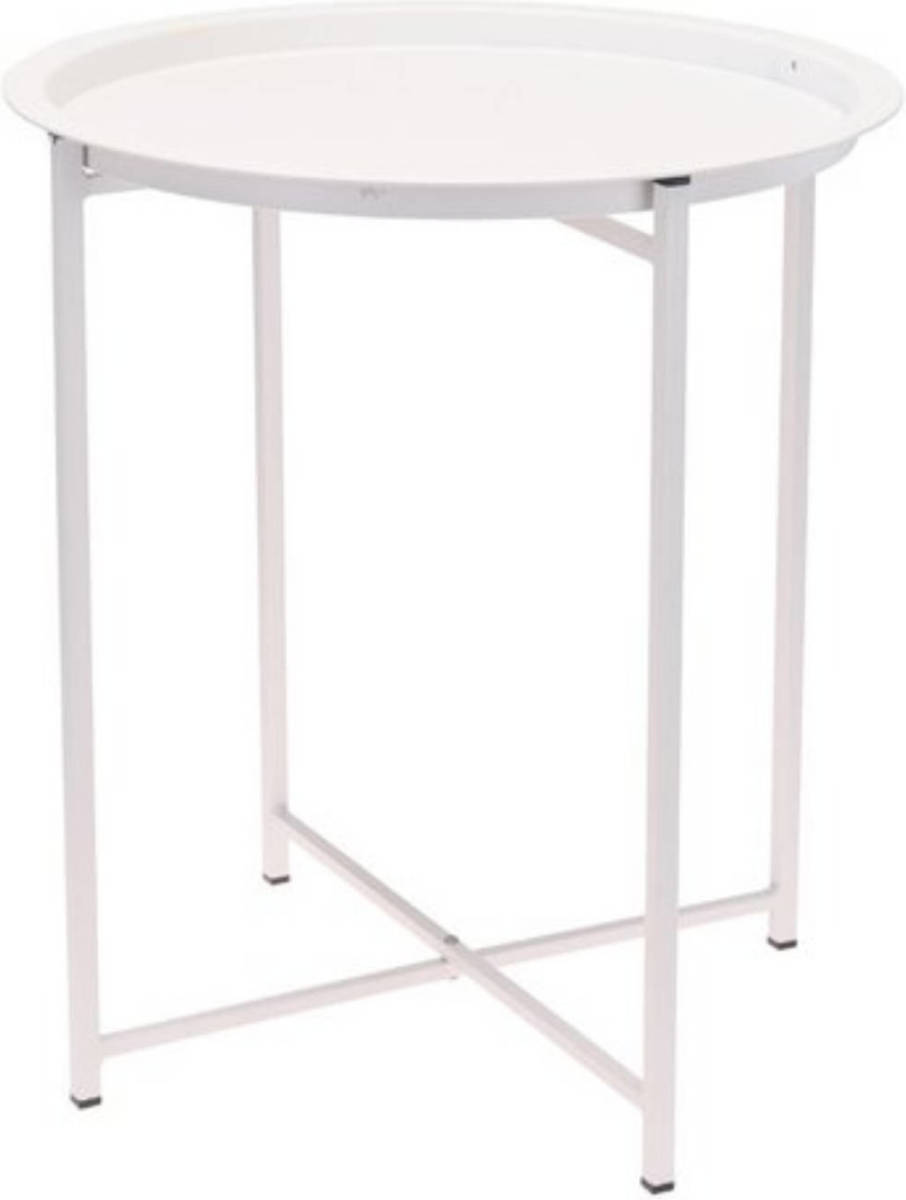 Orange85 Bijzettafel - Salontafel - Buiten - Rond - Wit - 46x46x52 Cm - Metaal - Outdoor