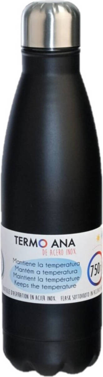 Shoppartners Rvs Thermosfles / Isoleerfles Zwart 0.75 L - Thermosflessen