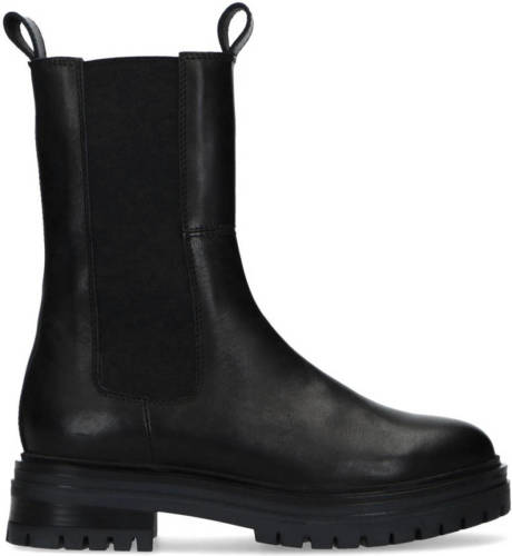 Manfield hoge leren chelsea boots zwart