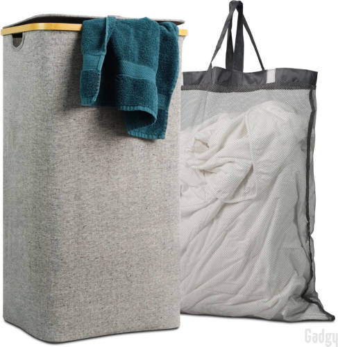 Gadgy Wasmand Met Deksel - Opvouwbaar - 103 Liter - Met Uitneembare Waszak - Wasmanden - Wasbox