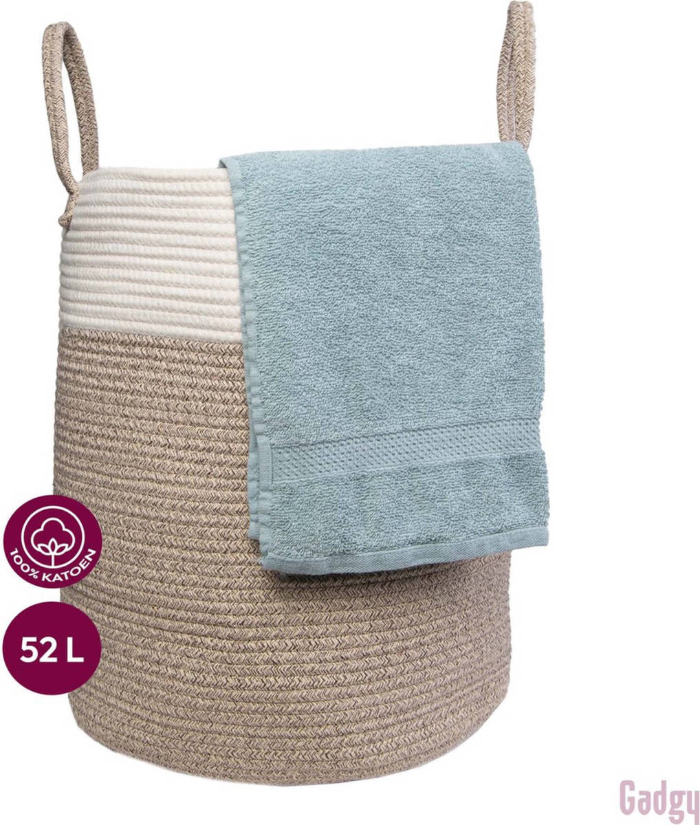 Gadgy Wasmand - Opbergmand - Mand - 52 Ltr - Rond - Handvaten - Wasbox Opvouwbaar - Speelgoedmand