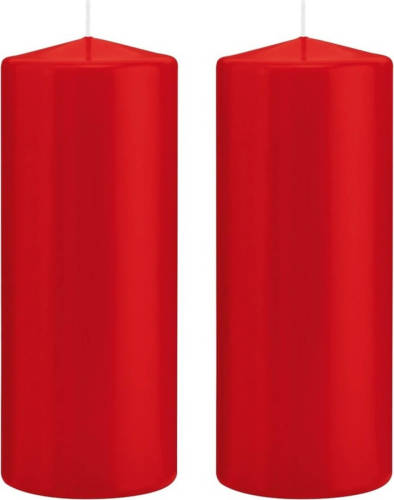 Shoppartners 2x Kaarsen Rood 8 X 20 Cm 119 Branduren Sfeerkaarsen - Stompkaarsen