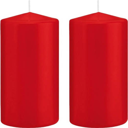 Shoppartners 2x Kaarsen Rood 8 X 15 Cm 69 Branduren Sfeerkaarsen - Stompkaarsen