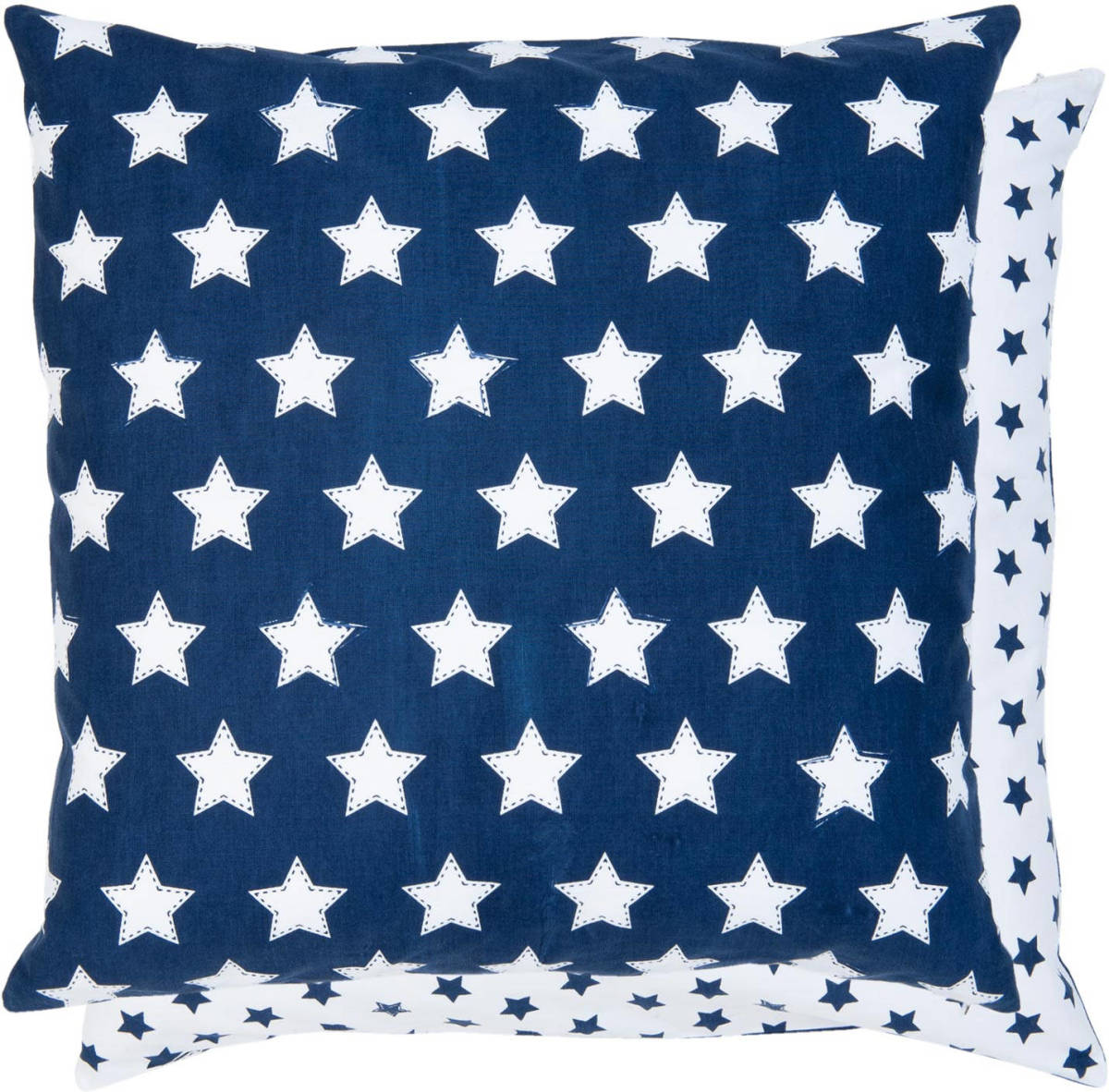 Clayre & Eef - Kussenhoes - 50*50 Cm - Blauw - 100% Katoen - Vierkant - Sterren - Sfy31bl