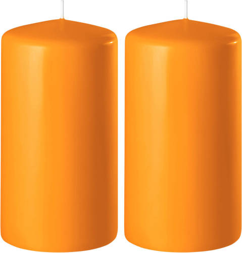 Shoppartners 2x Kaarsen Oranje 6 X 12 Cm 45 Branduren Sfeerkaarsen - Stompkaarsen