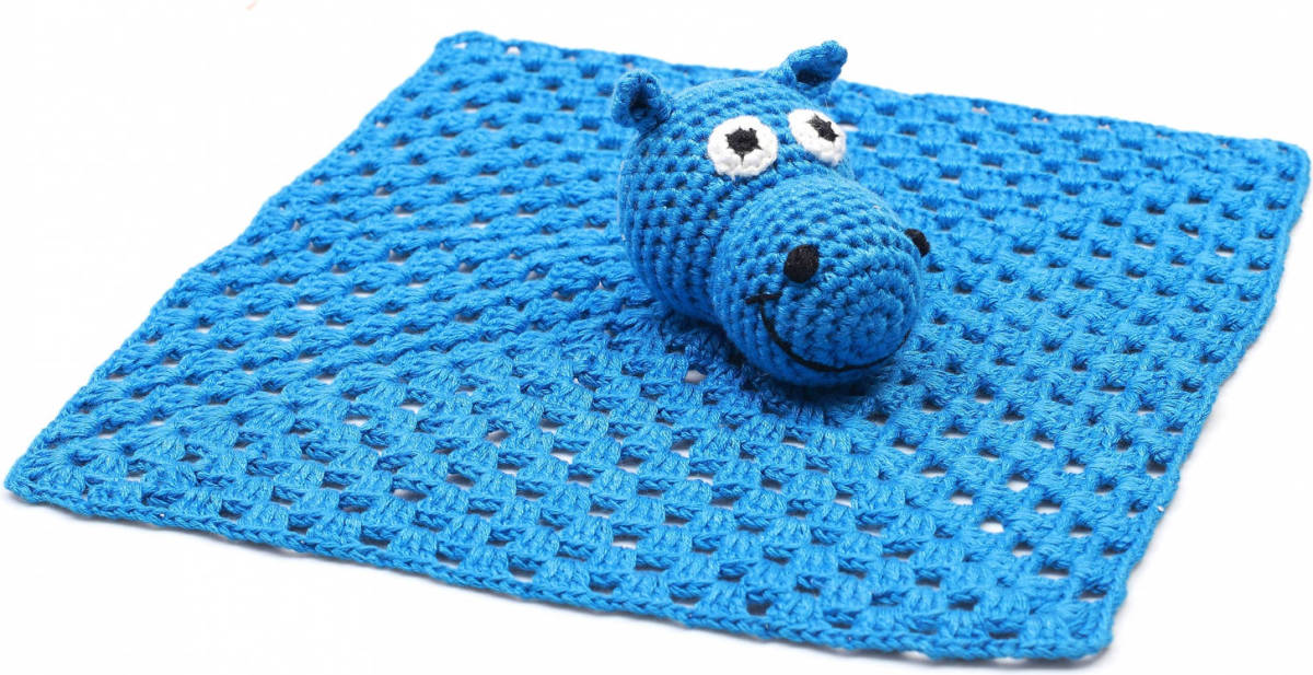 Yourstockshop Naturezoo Knuffeldoekje Nijlpaard Gehaakt 10 Cm Donkerblauw