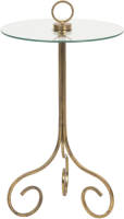 Clayre & Eef Goudkleurig Bijzettafel Ø 45*70 Cm Van Ijzer / Glas