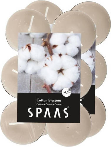 Shoppartners 24x Theelichten Katoen Bloesem Geurkaarsen Cotton Blossom 4,5 Branduren - Geurkaarsen
