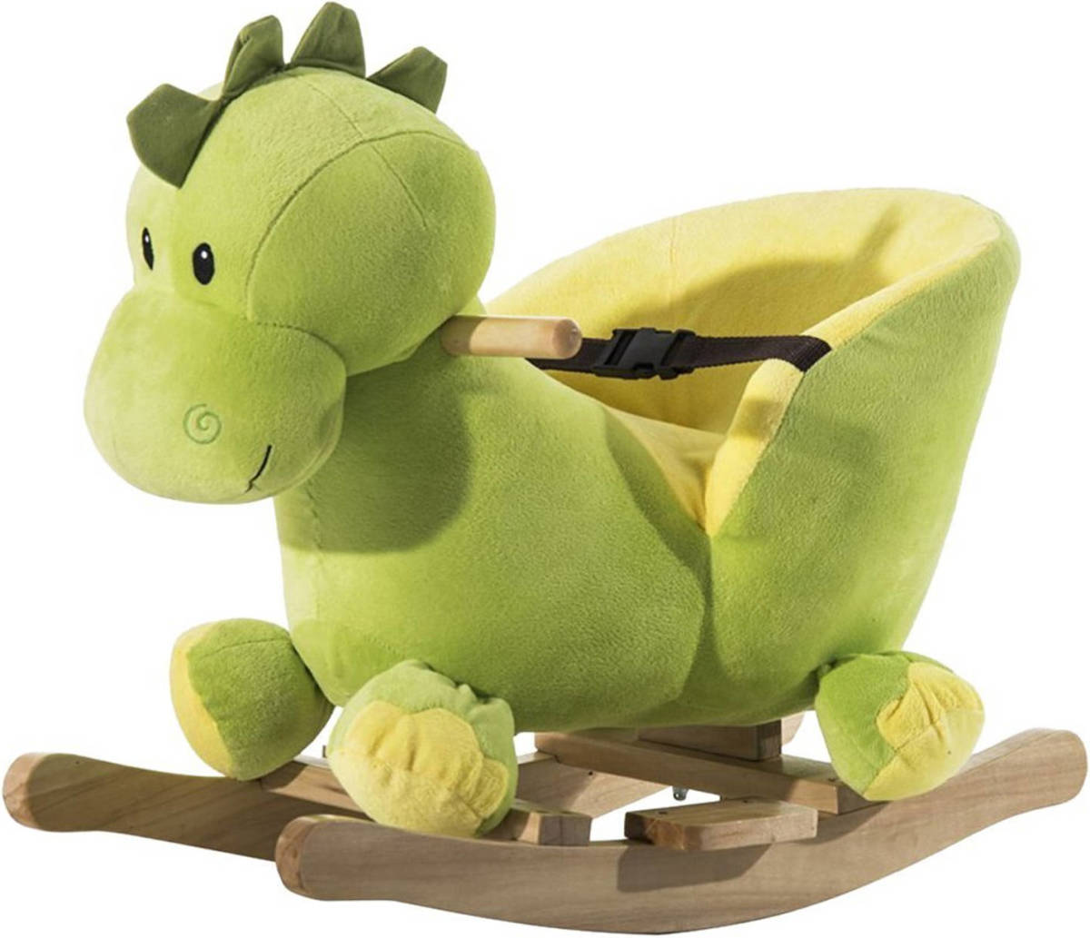 HOMCOM Hobbeldier - Hobbelpaard - Draak- Speelgoed Met Muziek Voor Kinderen Vanaf 18 Maanden - L60 X B33 X H45 Cm