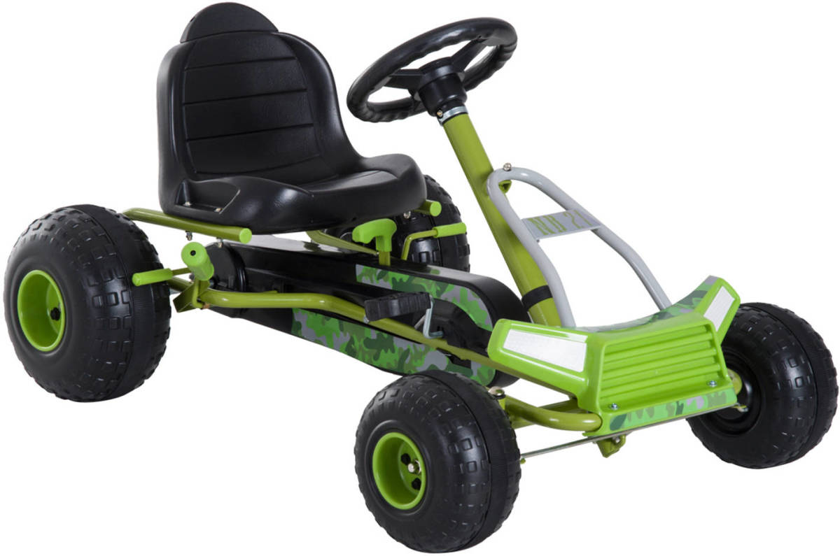 HOMCOM Skelter - Trapauto - Buitenspeelgoed - 3-6 Jaar - Groen - 95 X 66,5 X 57 Cm
